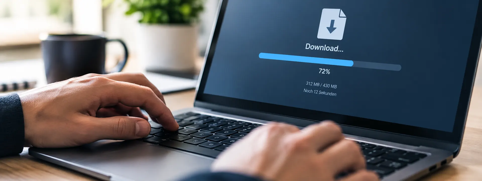 Laufender Download auf einem Notebook-Bildschirm